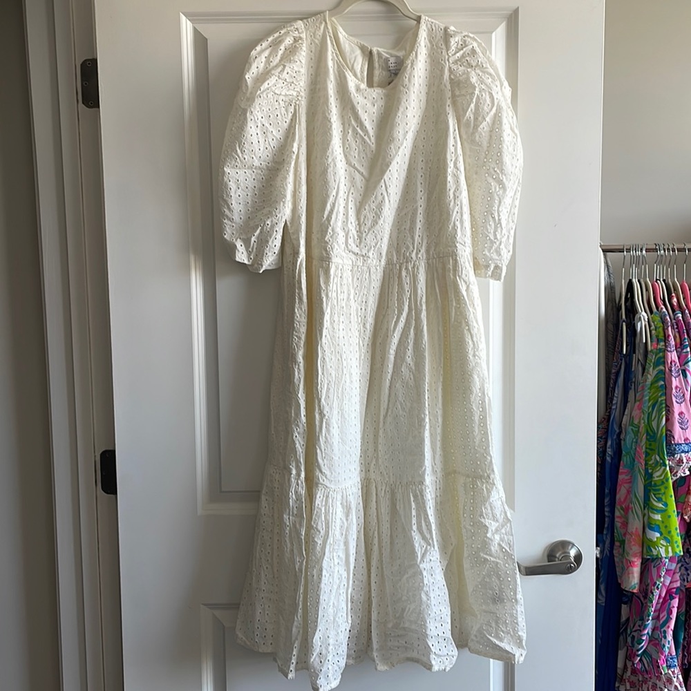 Eyelet midi dress
